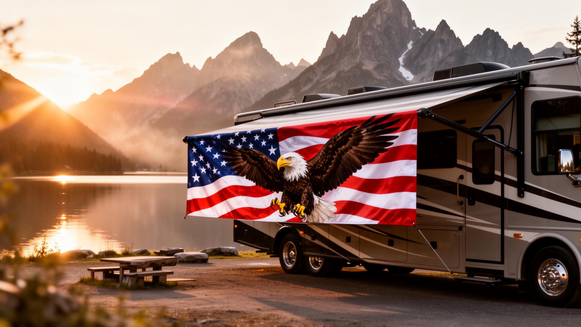 Custom printed RV awning — Patriotic